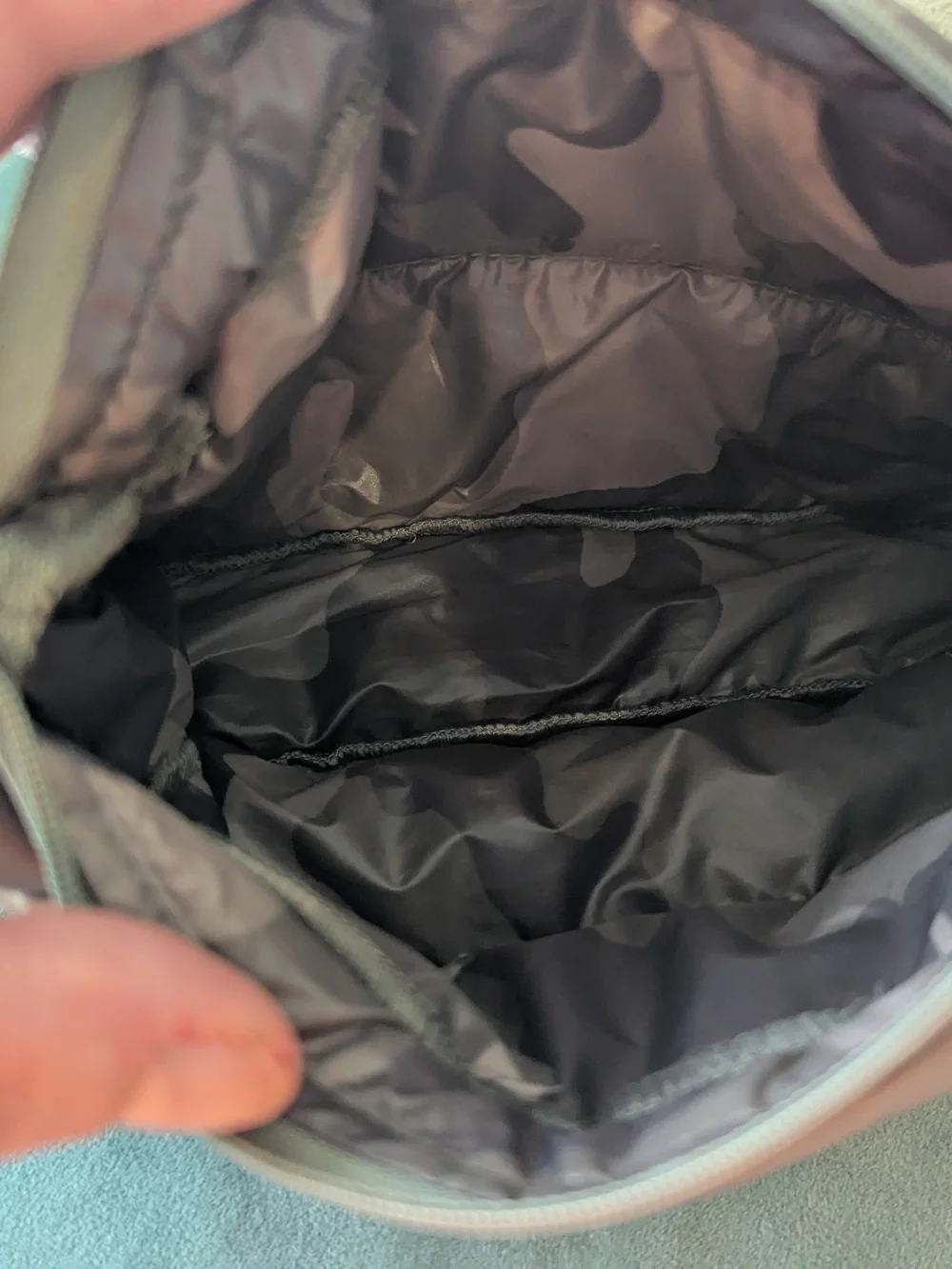 ANORAK Grey/Green Camo Down Quilted Wristlet Pouch